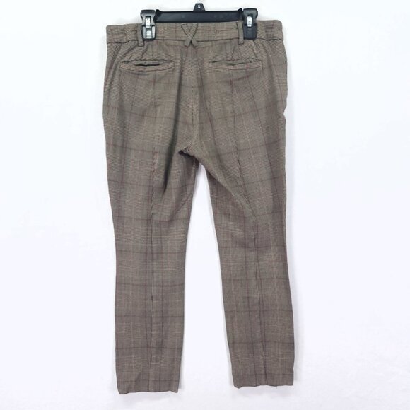 Anthropologie The Essential Slim Ankle Trousers Size 4 Plaid Zip Pockets - Picture 3 of 16
